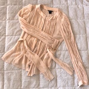 100% Silk Dusty Pink Sheer Blouse